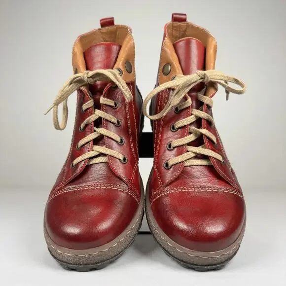 V-Italia Kiki Red Venezia Leather Boots - 40/US 9 - Picture 2 of 7